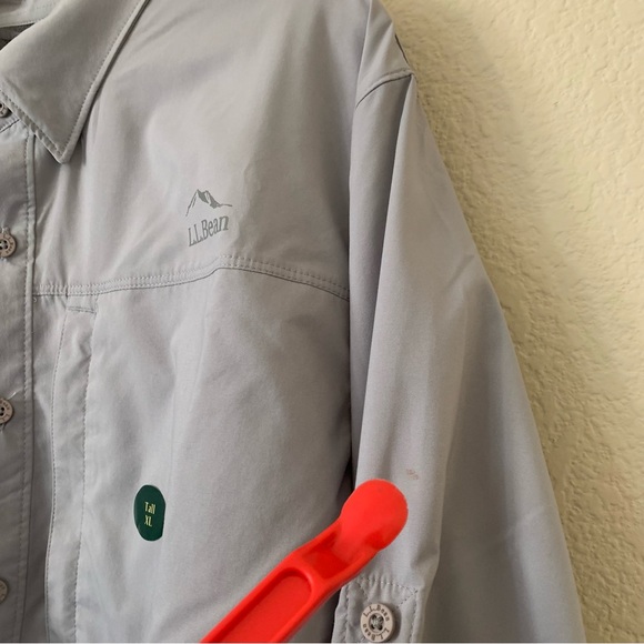 L.L. Bean Men’s XLT XL Tall Gray Tropicwear Pro Long Sleeve Shirt Sunsmart FLAWS - Picture 8 of 10